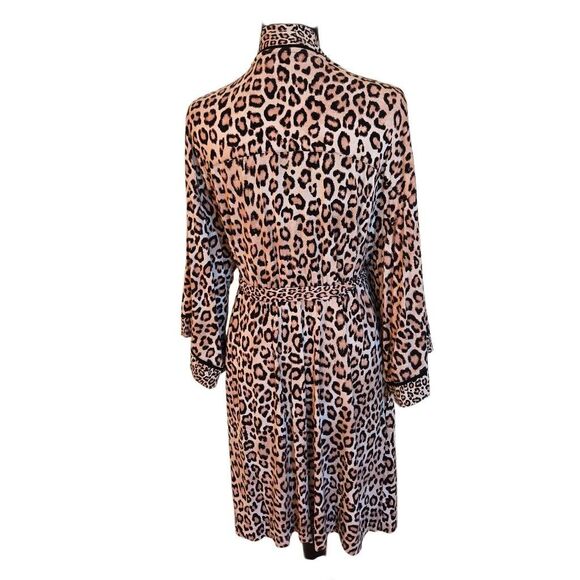 Soma Womens Cool Nights Animal Print Tie Front Short Robe S/M - Picture 4 of 12